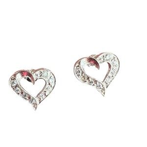 New Solid Sterling Silver 925 Cubic Zirconia Heart Shaped Earrings